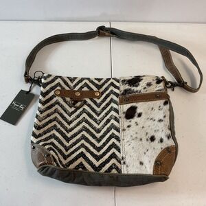 New Myra bag Striped Cowhide Patterns Shoulder Bag Galeecha Upcycled Eco